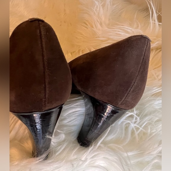 TAHARI - Patten Leather Brown Kitty Heel Mary Jane Style Shoe Sz10 - Picture 3 of 7